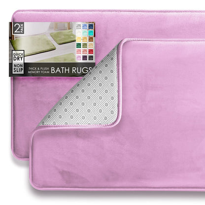 Clara Clark 3 Piece Bathroom Rugs Bath Mat Set, Velvet Memory Foam Bath Mats for Bathroom - Non-Slip, PVC Backing Bath Rugs, Washable - Dries Quickly, Green