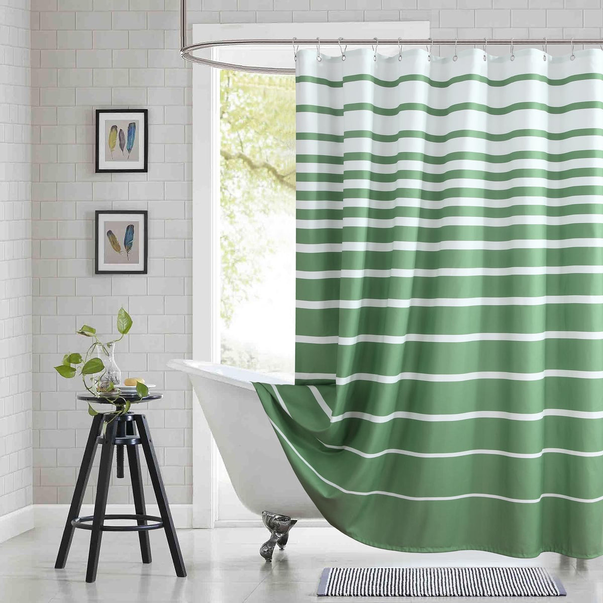 Fabric Shower Curtain, Blue Shower Curtain, Plolyester Ombre Shower Curtains for Bathroom, Modern Decorative Bathroom Curtains, 72" W x 72" H