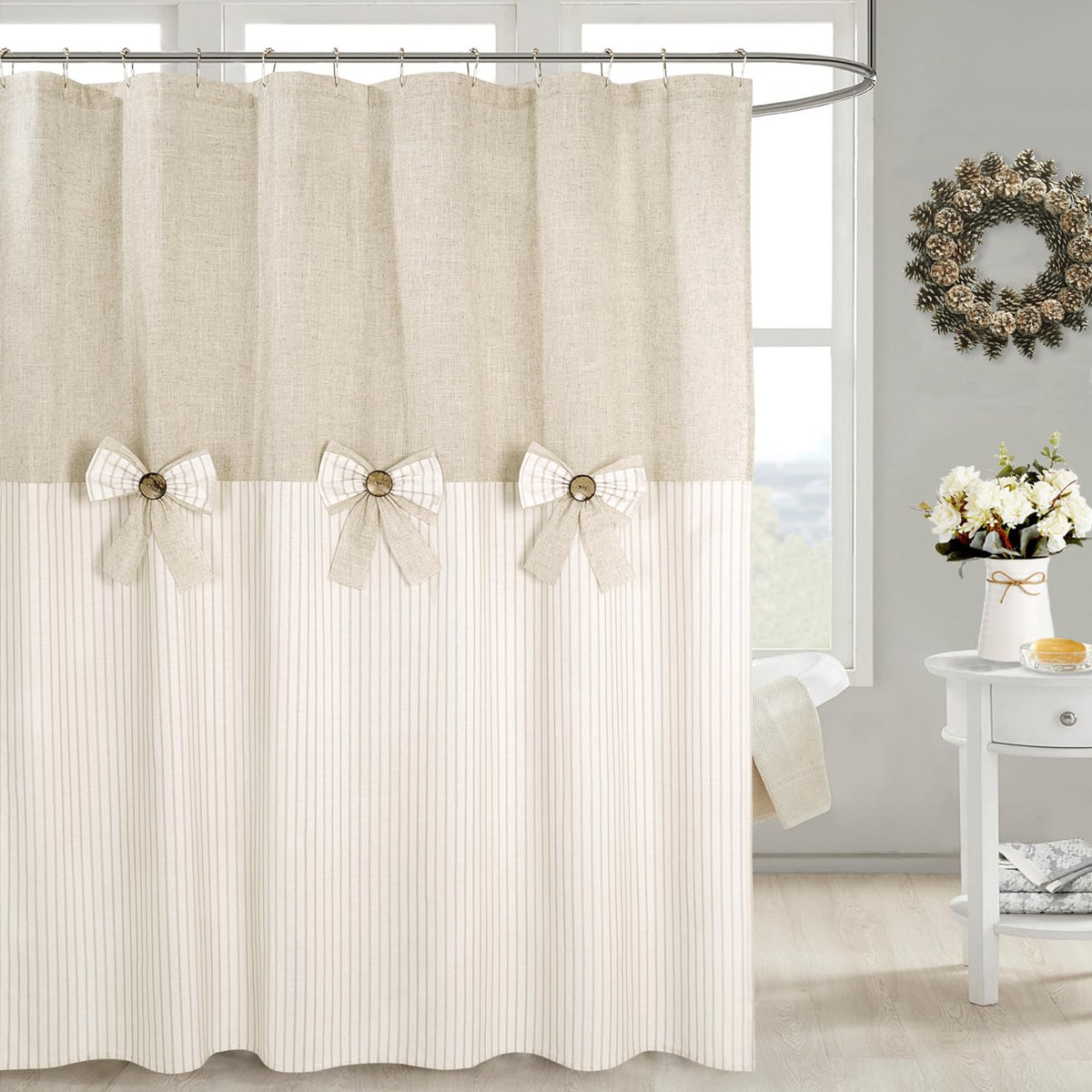 DOSLY IDÉES Farmhouse Black Shower Curtain, 72x72 inch