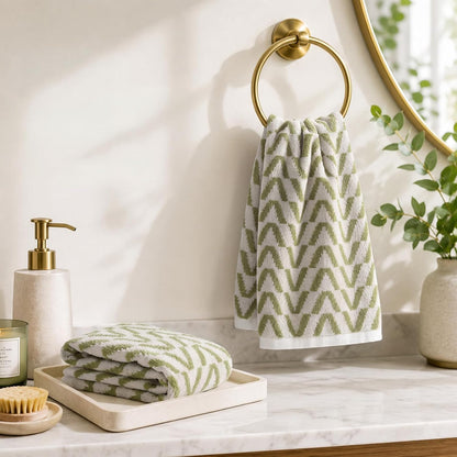 ecolook Decorative Hand Towels for Bathroom, Jacquard Cotton, Set of 2