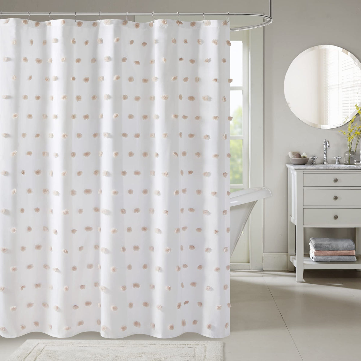 Madison Park Sophie Shower Curtain for Bathroom, 72 x 72, Black