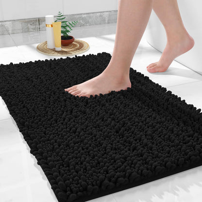 Yimobra Bathroom Rugs Non Slip Washable 32x20 Inch - Ultra Soft Absorbent Chenille Bath Mat, Quick Dry Shaggy Floor Carpet for Tub Shower, Gray Home Decor Accessories