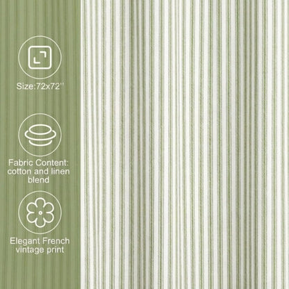 Mindsoft Stripe Curtain, Green and White, 72 x 72 Inches, Stripe