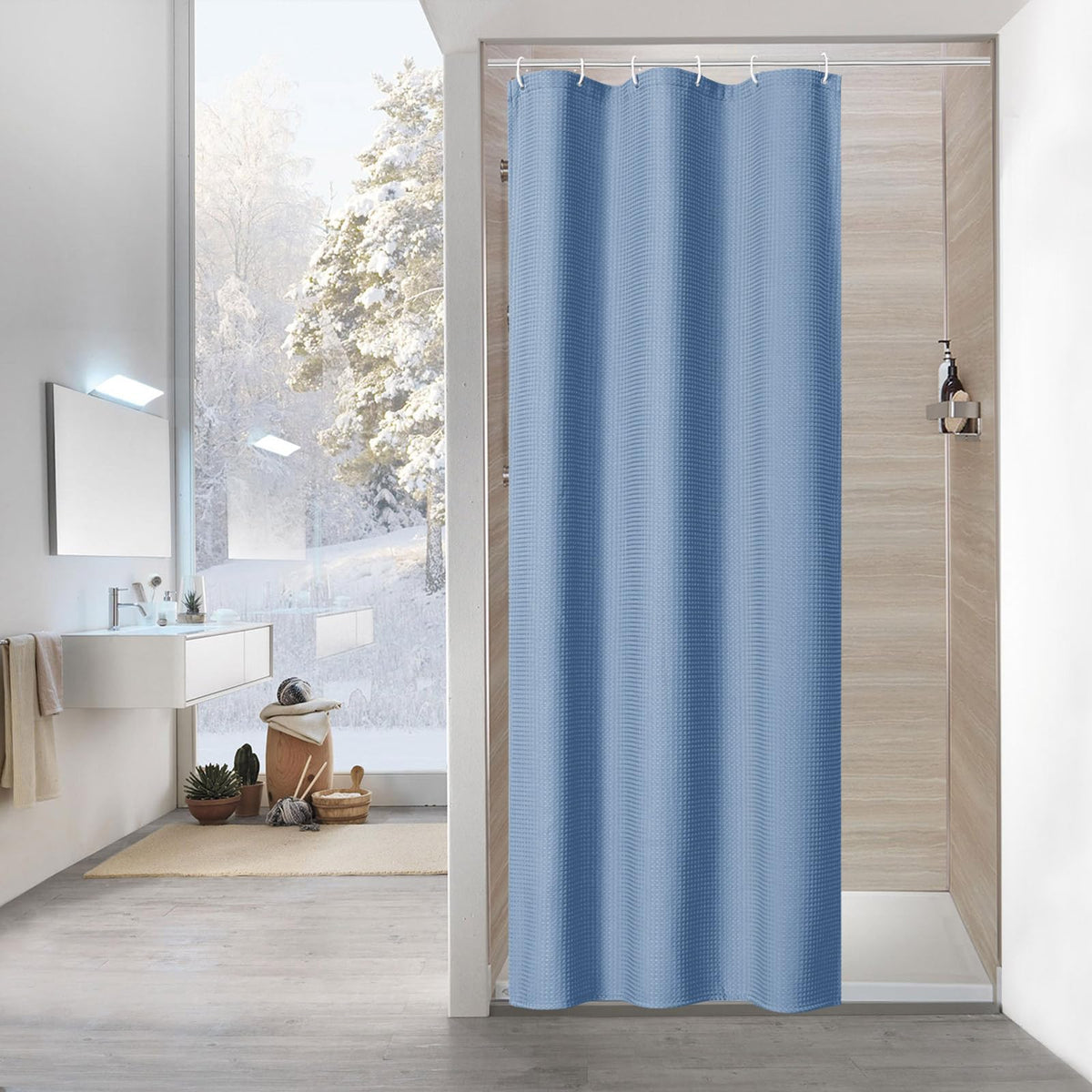Sage Green Luxury Heavyweight Textured Fabric Shower Curtain Hotel,72x72