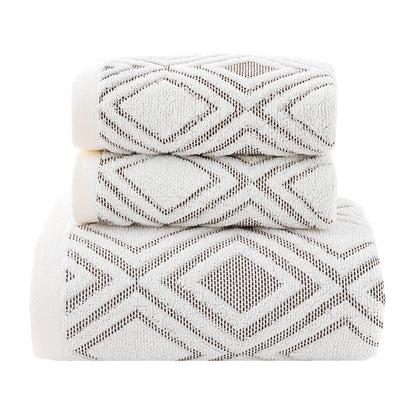Pidada Hand Towels Set of 4 Diamond Pattern 100% Cotton Absorbent Soft Decorative Towel for Bathroom (Beige Brown)