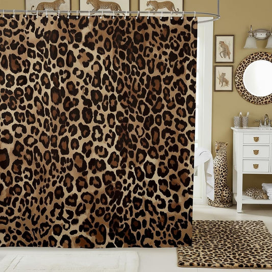 Leopard Print Shower Curtain Cheetah Safari Animal Bath Curtain Geometric Bathroom Shower Curtain Modern Abstract Pattern Bathroom Curtains Waterproof Cloth Fabric for Bathroom Decor 72" W x 72" L