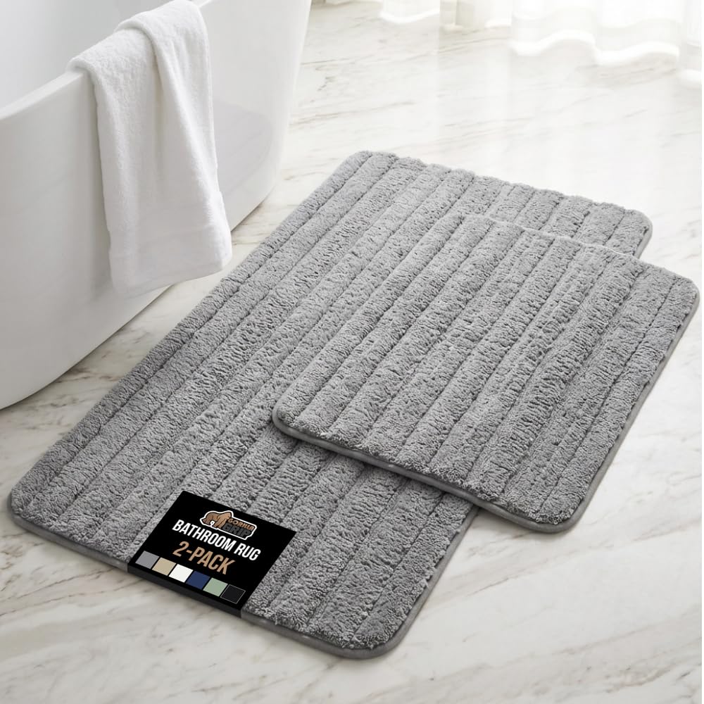 GORILLA GRIP Memory Foam Bathroom Rugs, Absorbent Bath Mat, 30x18 Gray