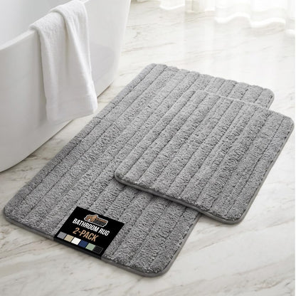 GORILLA GRIP Memory Foam Bathroom Rugs, Absorbent Bath Mat, 30x18 Gray