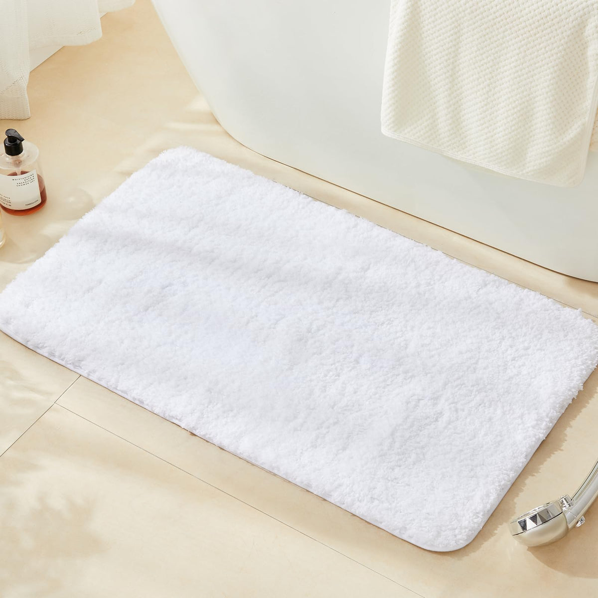 TECHMILLY Shaggy Bathroom Rugs Thick Non Slip Microfiber Mat Green 17"x24"