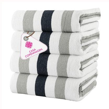CASA COPENHAGEN Solitaire 6 Pieces Towel Set- Midnight Black, 600 GSM 2 Bath Towel 2 Hand Towel 2 Washcloth, Designed in Denmark Made of Soft Egyptian Cotton for Bathroom, Kitchen & Shower