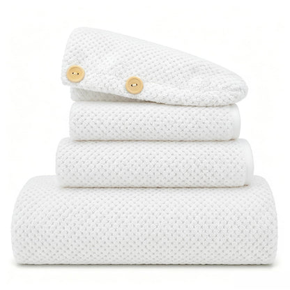 Oversize Bath Towels for Bathroom 35x70 Inches, 4-Piece Bathroom Set (1 Bath Towel, 1 Hair Towel, 1 Hand Towel, 1 Washcloth) Towels for Bathroom Set Soft and Absorbent Shower Towels Khaki