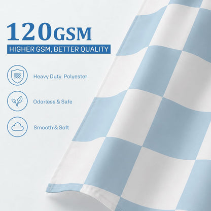 Ohocut Checkered Shower Curtain, Light Blue Shower Curtains for Bathroom, Cute Retro Checkboard Shower Curtain Vintage Aesthetic, Washable Fabric Bath Curtain 72''x72''