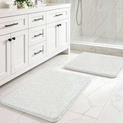 LOCHAS Luxury Bathroom Rug Shaggy Bath Mat 24 x 60 Inch, Gray