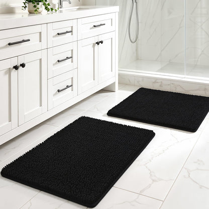 LOCHAS Luxury Bathroom Rug Shaggy Bath Mat 24 x 60 Inch, Gray