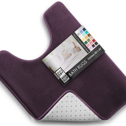 Clara Clark 3 Piece Bathroom Rugs Bath Mat Set, Velvet Memory Foam Bath Mats for Bathroom - Non-Slip, PVC Backing Bath Rugs, Washable - Dries Quickly, Green