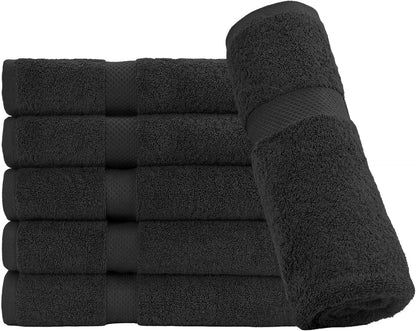 HERCULEAN Premium Bath Towels 24 x 48 Pack of 6 | Quick Dry and Highly Absorbent | 100% Cotton Terry Towels for Bathroom - Perfect for Shower - Pool and Spa - Luxury Soft Towels - Charcoal Grey