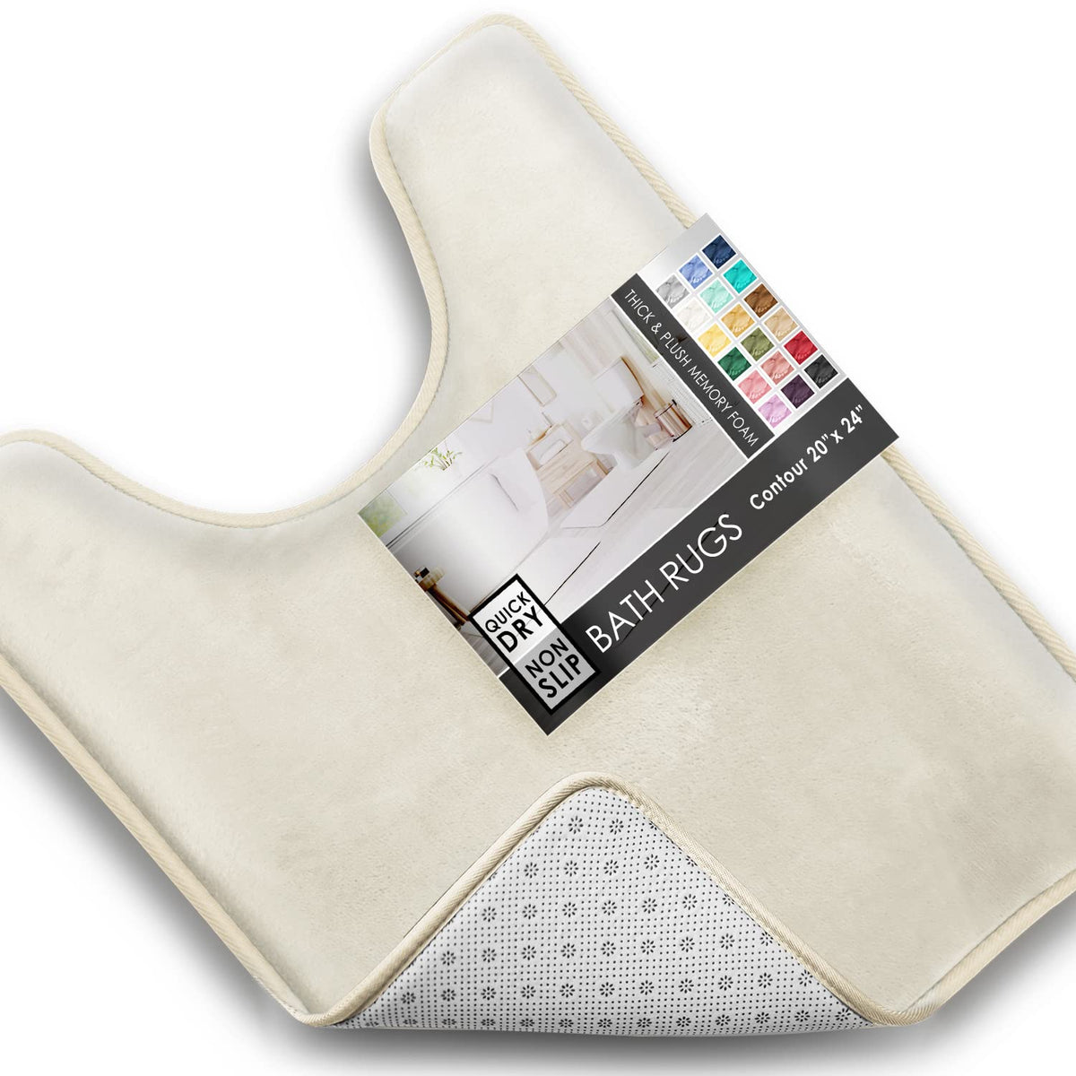 Clara Clark 3 Piece Bathroom Rugs Bath Mat Set, Velvet Memory Foam Bath Mats for Bathroom - Non-Slip, PVC Backing Bath Rugs, Washable - Dries Quickly, Green
