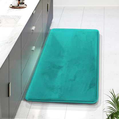 Clara Clark 3 Piece Bathroom Rugs Bath Mat Set, Velvet Memory Foam Bath Mats for Bathroom - Non-Slip, PVC Backing Bath Rugs, Washable - Dries Quickly, Green