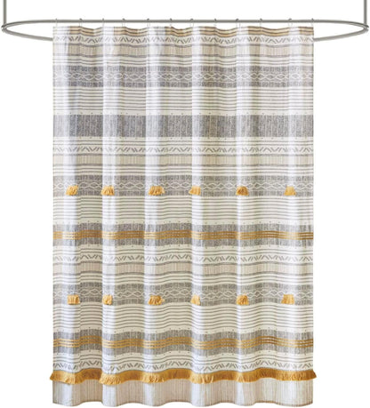 INK+IVY Imani Tufted Chenille 100% Cotton Shower Curtains Machine Washable, Modern Home Bathroom Décor Bathtub Privacy Screen, 72" x 72", Ivory