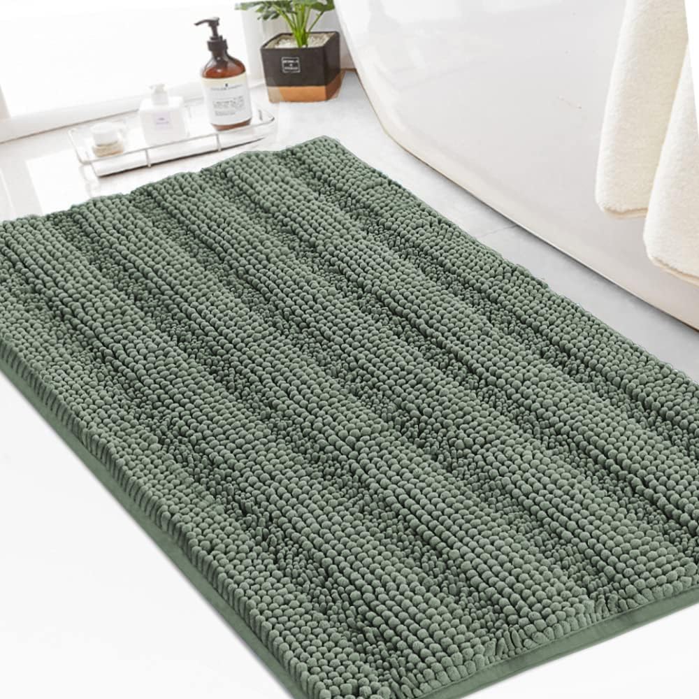 Turquoize Bathroom Runner Rug 17"x47", Soft Absorbent Chenille Bath Rug