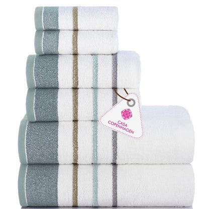 CASA COPENHAGEN Solitaire 6 Pieces Towel Set- Midnight Black, 600 GSM 2 Bath Towel 2 Hand Towel 2 Washcloth, Designed in Denmark Made of Soft Egyptian Cotton for Bathroom, Kitchen & Shower