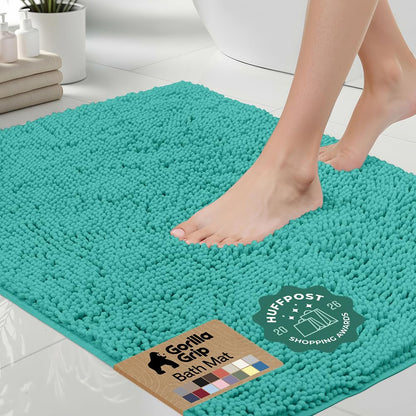 GORILLA GRIP Bath Rug Mat for Bathroom, Absorbent Chenille, 30x20 Gray