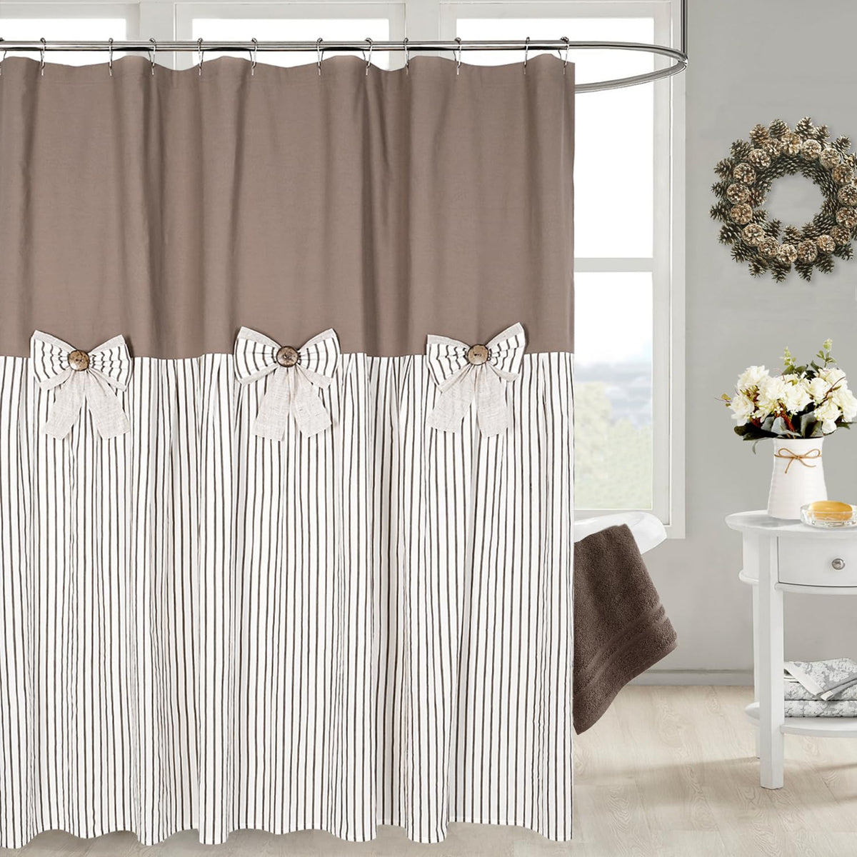 DOSLY IDÉES Farmhouse Black Shower Curtain, 72x72 inch