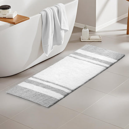 Madison Park Reversible Spa Rug 100%-Cotton Striped Ultra Soft Water Fast Bath Non-Slip Absorbent Quick Dry Mats for Tub, Shower Room, and Bathroom, 20x30, Taupe (Pack of 1)