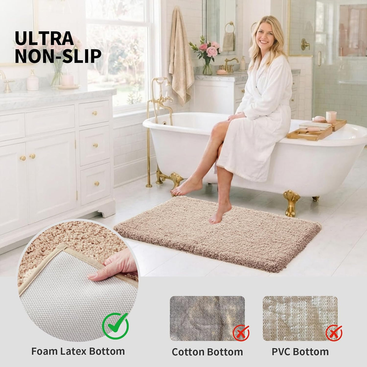 ILANGO Bathroom Rugs 32" × 20", Extra Soft Absorbent Microfiber Bath Rugs