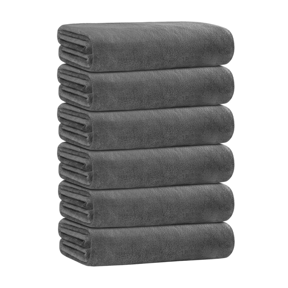 JML Microfiber Bath Towels, Bath Towel Set (6 Pack, 27" x 55") - Extra Absorbent and Fast Drying,Multipurpose Microfiber Towel for Bath, Beach, Pool, Sports, Yoga - Grey