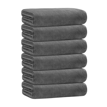 JML Microfiber Bath Towels, Bath Towel Set (6 Pack, 27" x 55") - Extra Absorbent and Fast Drying,Multipurpose Microfiber Towel for Bath, Beach, Pool, Sports, Yoga - Grey