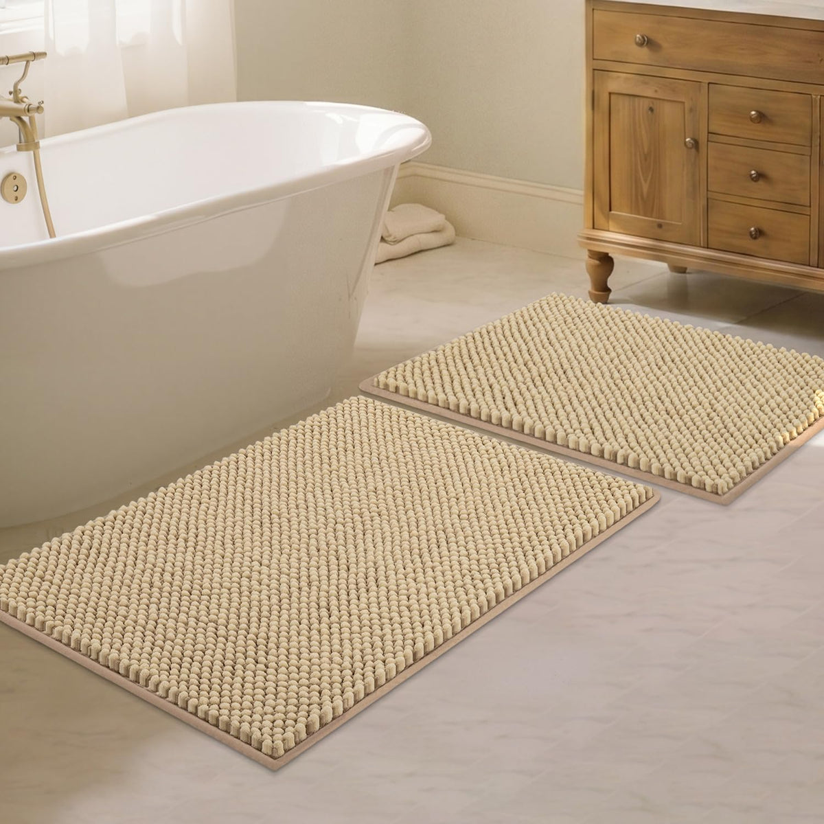BSICPRO Bathroom Rugs Set 2 Piece, Light Blue, 20"x32" + 16"x24"