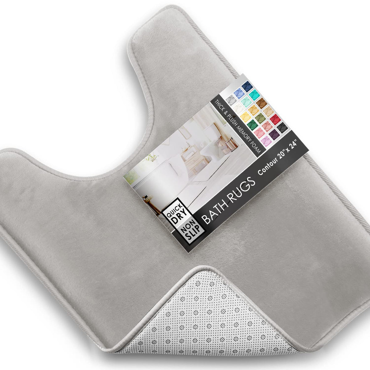 Clara Clark 3 Piece Bathroom Rugs Bath Mat Set, Velvet Memory Foam Bath Mats for Bathroom - Non-Slip, PVC Backing Bath Rugs, Washable - Dries Quickly, Green