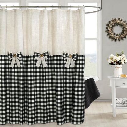 DOSLY IDÉES Farmhouse Black Shower Curtain, 72x72 inch