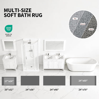 ILANGO Bathroom Rugs Light Grey 44x24, Soft Absorbent Chenille Bath Rugs