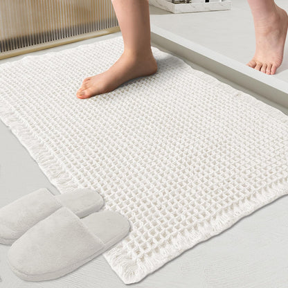 ZALL Tan Waffle Bath Mat,Super Absorbent Non Slip Bathroom Rug,Brown 18x30inch,Machine Washable Ultra Soft Floor Mats