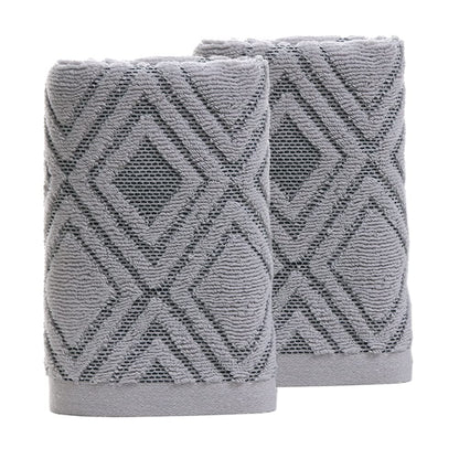 Pidada Hand Towels Set of 4 Diamond Pattern 100% Cotton Absorbent Soft Decorative Towel for Bathroom (Beige Brown)