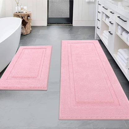 SHACOS Soft Microfiber Bathroom Rugs Set of 2 Pieces, White
