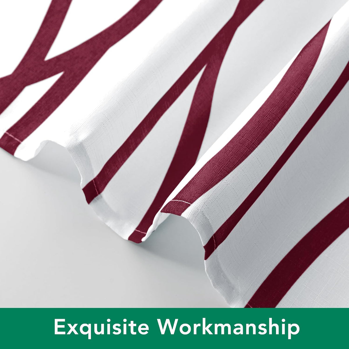 Fabric Modern Shower Curtain-Burgundy & White Shower Curtains for Bathroom
