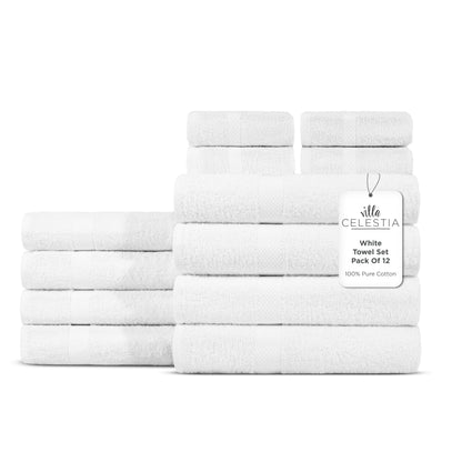 Villa Celestia 100% Cotton Bath Towel Set of 18-4 Bath Towels, 6 Hand Towels, 8 Wash Cloths, Sustainable, Soft, Highly Absorbent, Combed Cotton 18 Piece Set for Hotels, Spa, Bathroom, Dorm, Blue