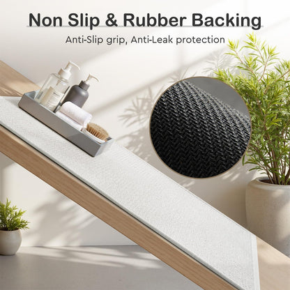 MontVoo Bath Mat,Chenille Absorbent Bathroom Mat Quick Dry Rubber Backed Bathroom Rugs Non Slip Washable Bath Mats,Ultra Thin Bathroom Rugs Fit Under Door,17"x24",White
