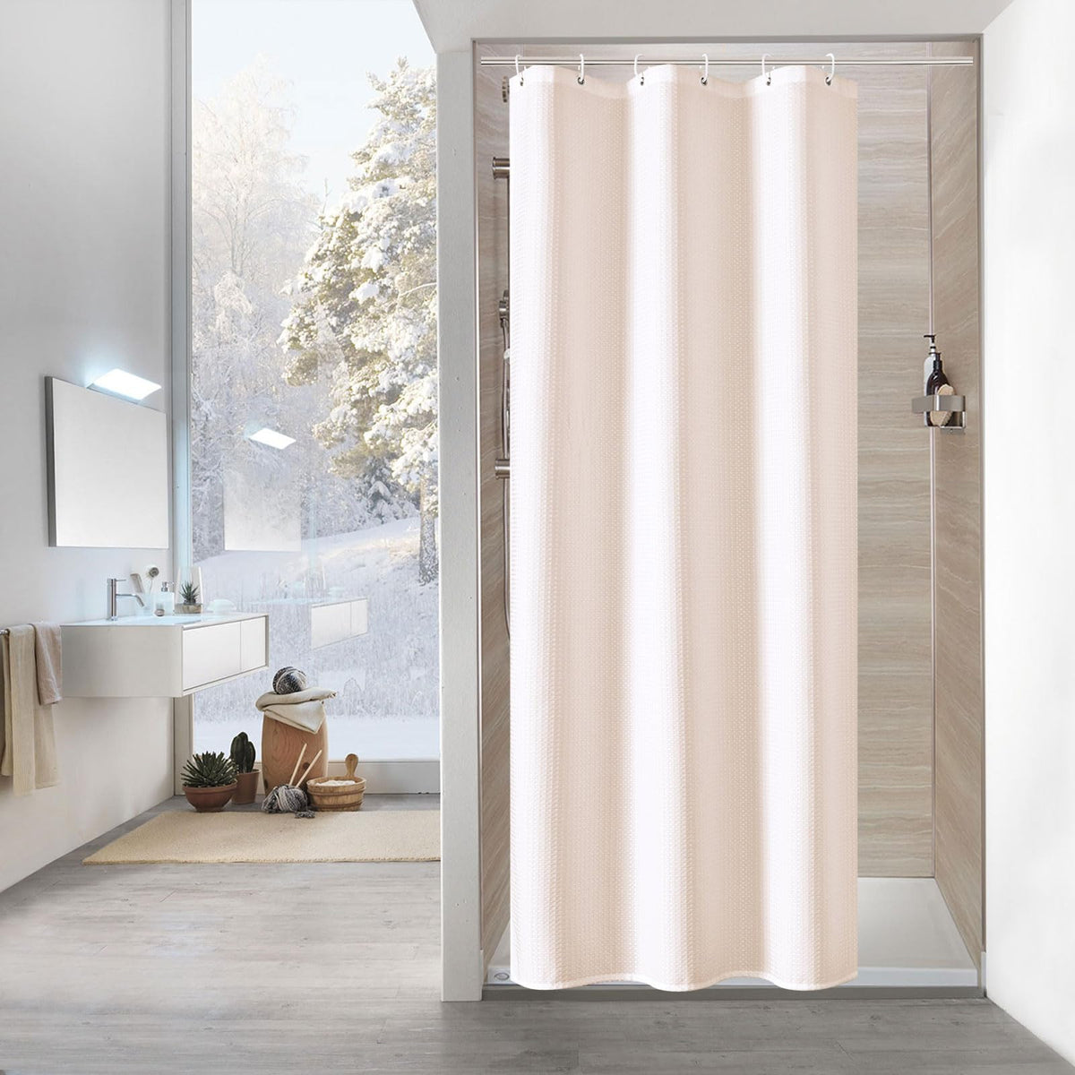 Sage Green Luxury Heavyweight Textured Fabric Shower Curtain Hotel,72x72