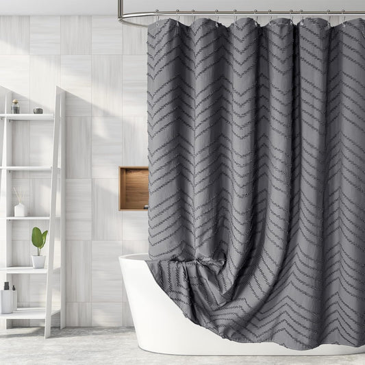 Grey Boho Fabric Shower Curtain 72 x 72 Inches