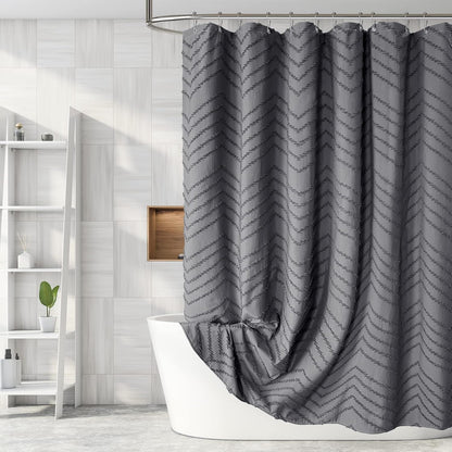 Grey Boho Fabric Shower Curtain 72 x 72 Inches