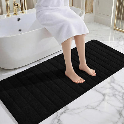 AROGAN Luxury Long Bathroom Runner Rugs 24x60 Inch Bath Rug Non Slip, Black