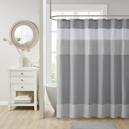 Comfort Spaces Windsor Shower Curtain for Bathroom, 72 x 72, Gray