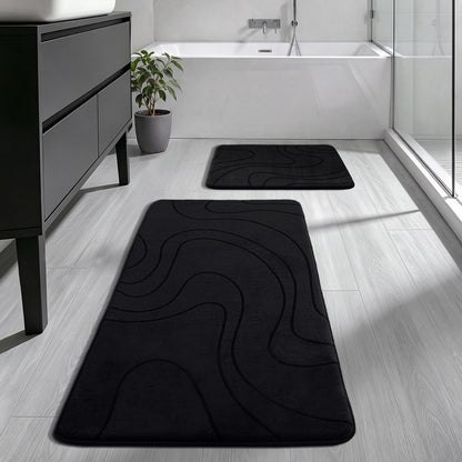 YIHOUSE Bathroom Rugs Sets 5 Piece - Memory Foam Bath Mat, Dark Grey