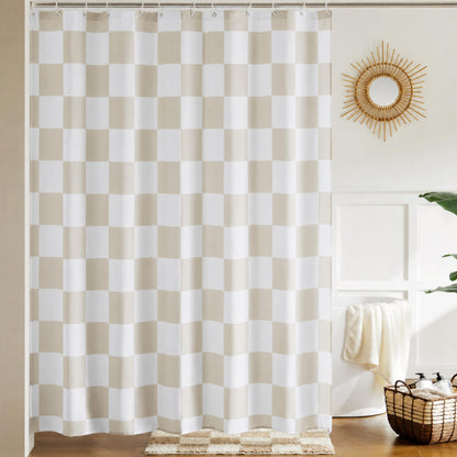 Ohocut Checkered Shower Curtain, Light Blue Shower Curtains for Bathroom, Cute Retro Checkboard Shower Curtain Vintage Aesthetic, Washable Fabric Bath Curtain 72''x72''