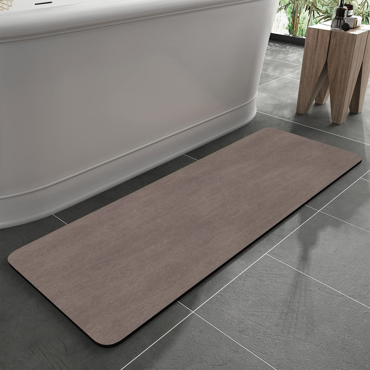 MontVoo -Bath Mat-Rubber Backing Non SlipThin Bathroom Rugs Fit Under Door- Quick Dry Absorbent Faux Suede Surface Grey Bathroom Floor Mats-Shower Rug for in Front of Bathtub Shower Gray 16x24