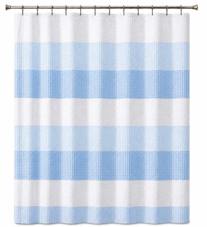 Dainty Home Ombre Waffle Weave Shower Curtain 70 x 72 Grey Textured Fabric Shower Curtain, Hotel Style Waffle Weave Bathroom Curtain, Water Resistant Polyester Ombre Shower Curtain